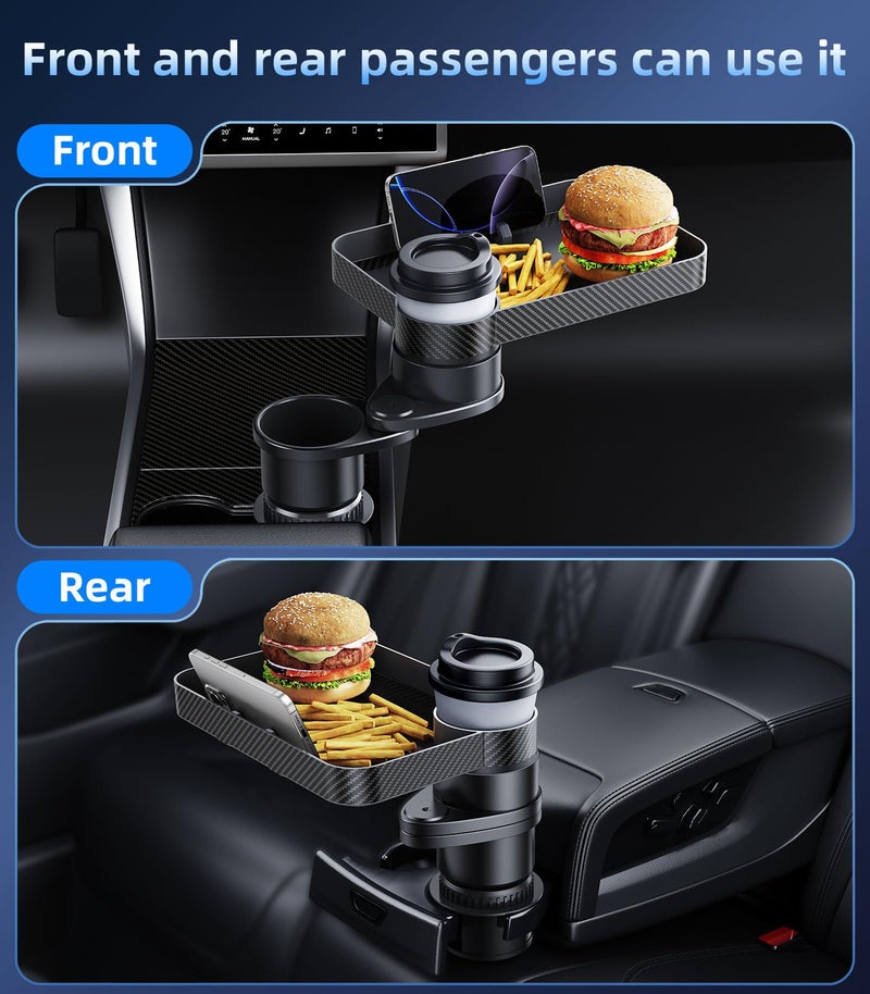 DICMKY Car Cup Holder (2.9 inches in Diameter) Tray Table, Swivel Car Food Tray for Passenger Seat for Eating, Cup Holder Expander with Phone Holder, Drink Holder for Car, Road Trip Essentials - Image 5
