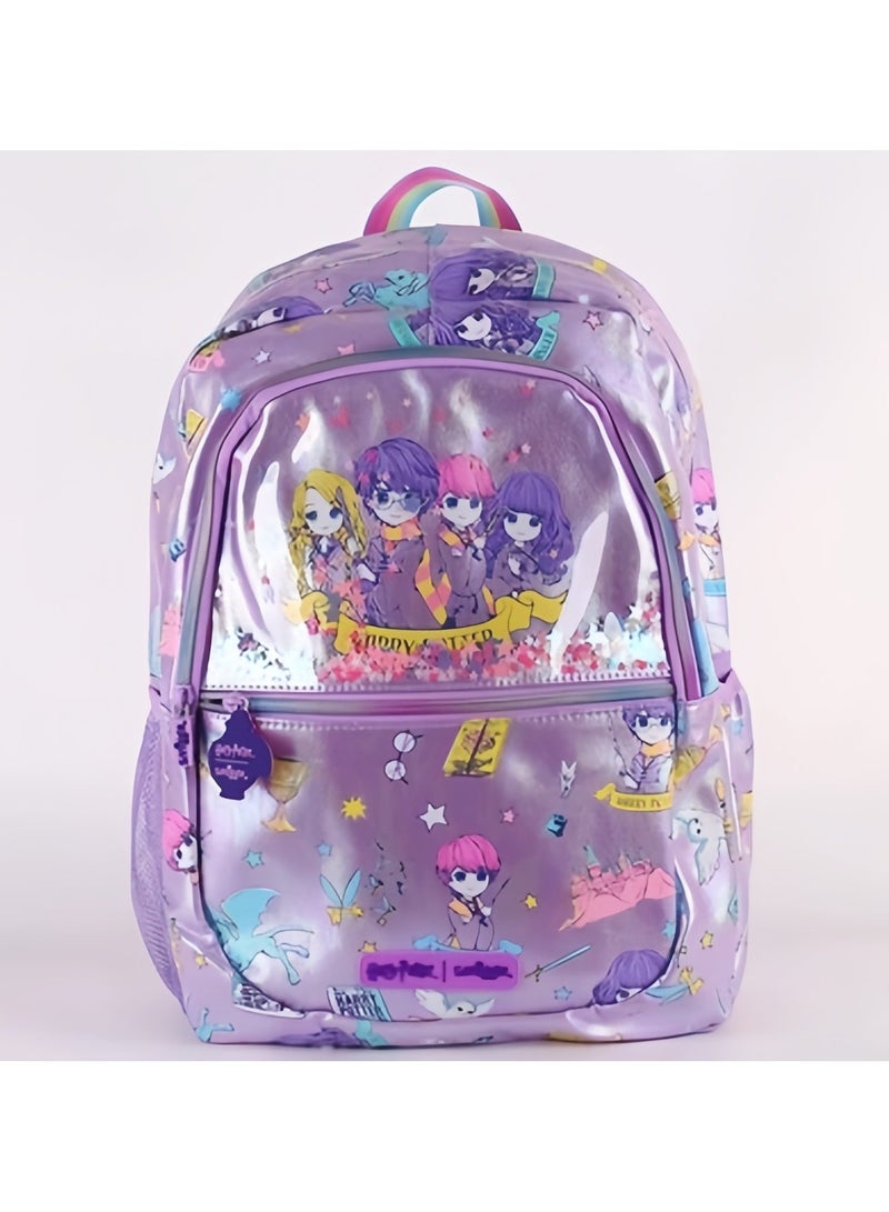 Smiggle Girls Laser Printing Student Schoolbag Elementary and Middle School Students Children's Backpack Outdoor Leisure Bag Backpack 42*30CM