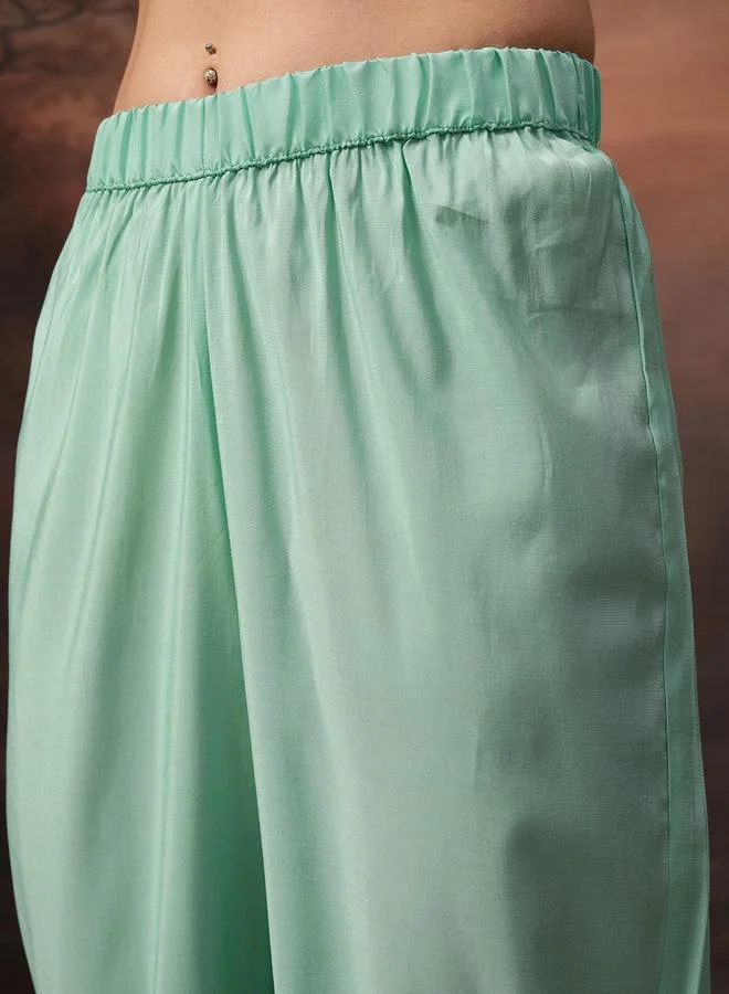 Vishudh Vishudh Embroidered Notch Neck Tunic and Trousers Co-Ords