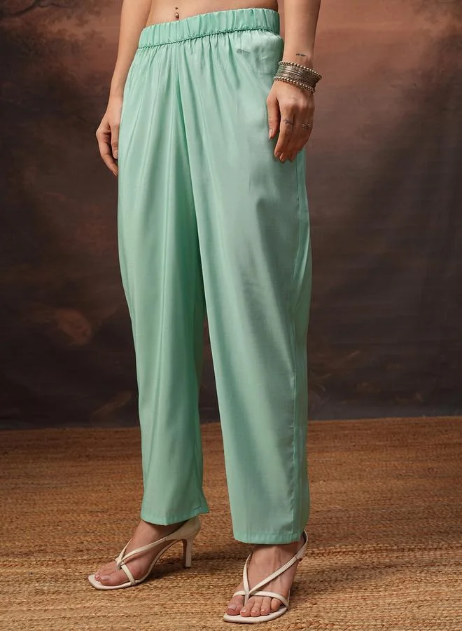 Vishudh Vishudh Embroidered Notch Neck Tunic and Trousers Co-Ords