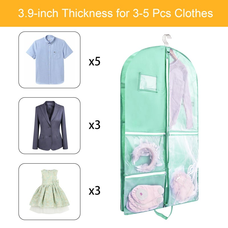 QEES 1 Pack Garment Bag for Dance Costumes,40 Inch Dance Garment Bags for Dancers Kids Dance Recital Bags Competition Cheer Uniform Garment Bag for Travel Storage,Dance Recital Gifts for Girls - Image 5
