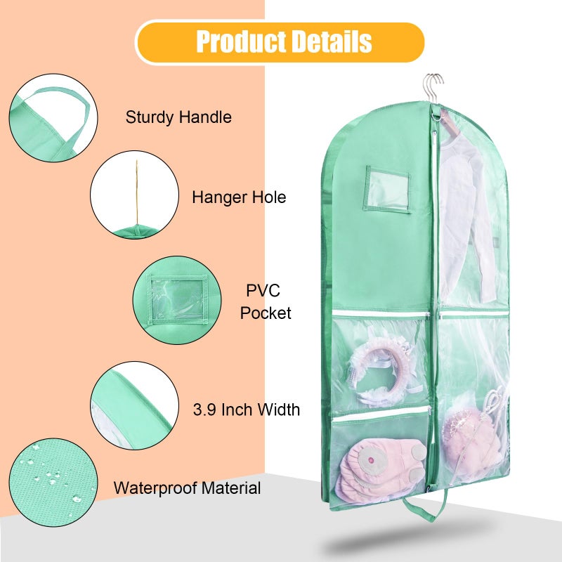 QEES 1 Pack Garment Bag for Dance Costumes,40 Inch Dance Garment Bags for Dancers Kids Dance Recital Bags Competition Cheer Uniform Garment Bag for Travel Storage,Dance Recital Gifts for Girls - Image 3