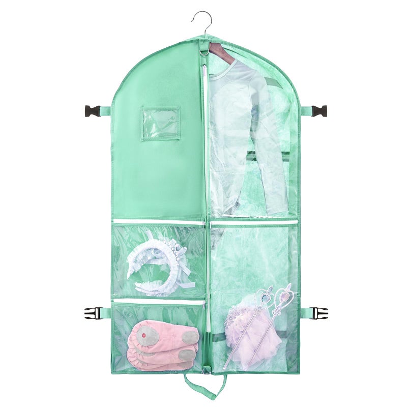 QEES 1 Pack Garment Bag for Dance Costumes,40 Inch Dance Garment Bags for Dancers Kids Dance Recital Bags Competition Cheer Uniform Garment Bag for Travel Storage,Dance Recital Gifts for Girls - Image 1