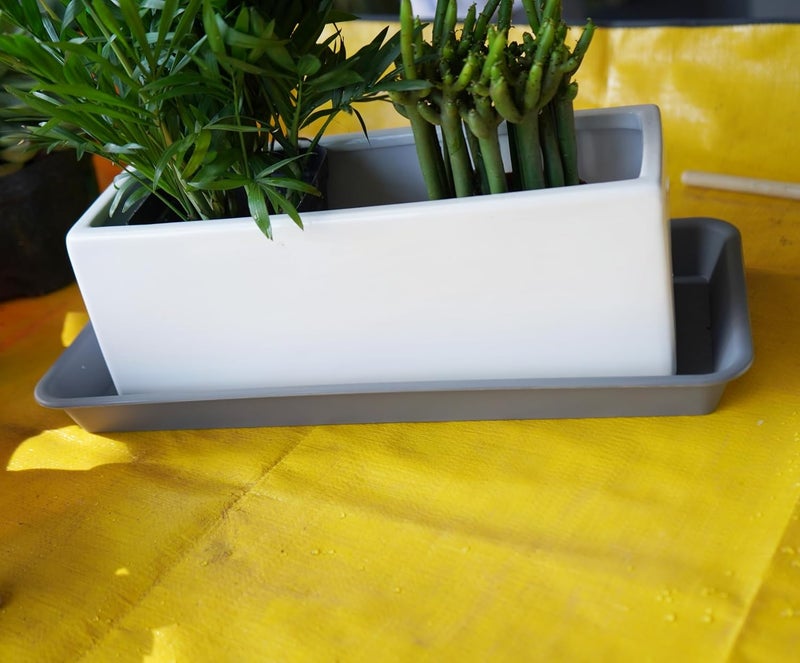 VUWEZ Rectangle Plant Tray, Plant Drip Tray, Plant Pot Saucers, Plant Germination Trays, Plant Saucers - Image 4