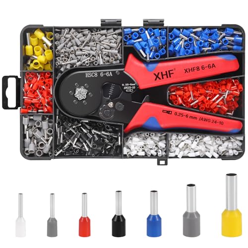 XHF 1700 PCS Ferrule Crimping Tool Kit with Hexagonal Ferrule Crimper Insulated Wire End Ferrules Terminals - Image 1