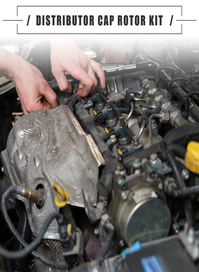 Motoforti Ignition Distributor Set, Brass Terminals Distributor Cap and Rotor Kit, for GMC Sierra 1500 1999-2007, Plastic, 10452458 10452457, Black, 1 Set - Image 2