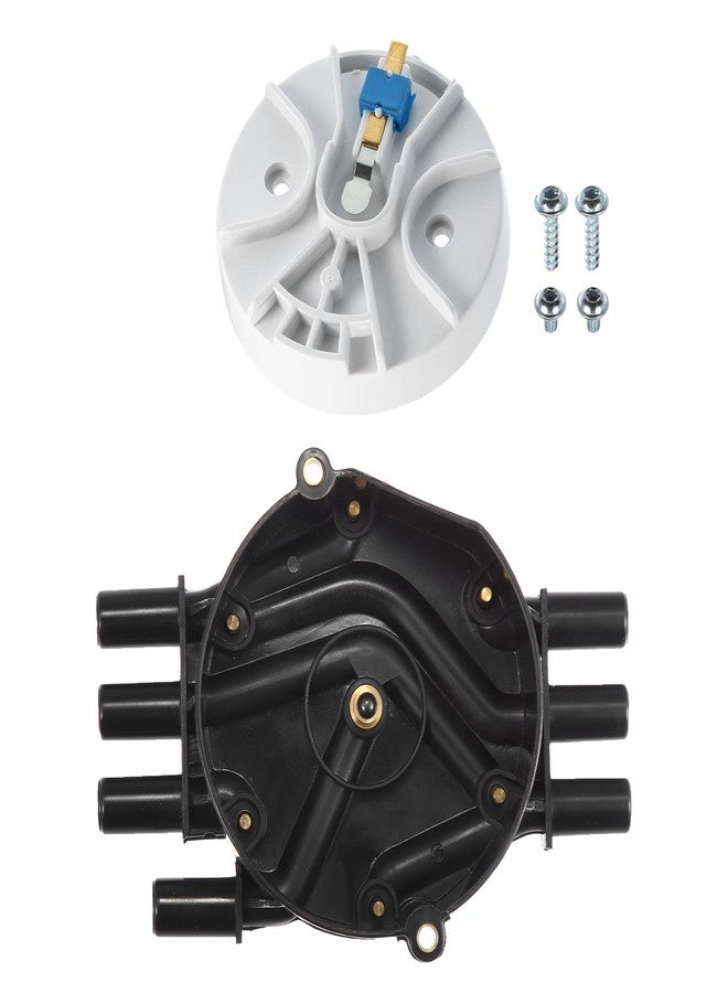 Motoforti Ignition Distributor Set, Brass Terminals Distributor Cap and Rotor Kit, for GMC Sierra 1500 1999-2007, Plastic, 10452458 10452457, Black, 1 Set - Image 1