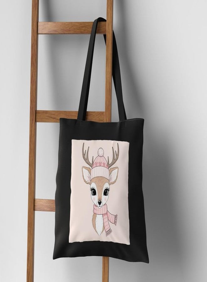 PrintingZone Cotton Canvas Reusable Tote Bags With Zipper and Inner Pocket For Women and Girls, Aesthetic/Travel/Shopping/Gift/College Tote Shoulder Hand bags (Black)(BTB-20)(BTB-20) - Image 4