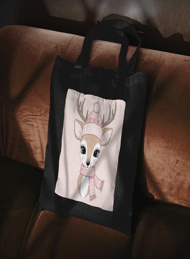 PrintingZone Cotton Canvas Reusable Tote Bags With Zipper and Inner Pocket For Women and Girls, Aesthetic/Travel/Shopping/Gift/College Tote Shoulder Hand bags (Black)(BTB-20)(BTB-20) - Image 3