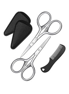 Beard Trimming Scissors Set, Grooming Scissors for Men and Mustache Beard Comb Beard Grooming Trim Scissor Kit with Storage Bag