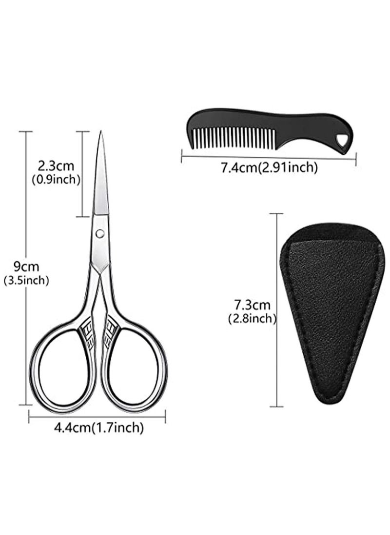 SYOSI - Beard Trimming Scissors Set, Grooming Scissors for Men and Mustache Beard Comb Beard Grooming Trim Scissor Kit with Storage Bag - Image 1