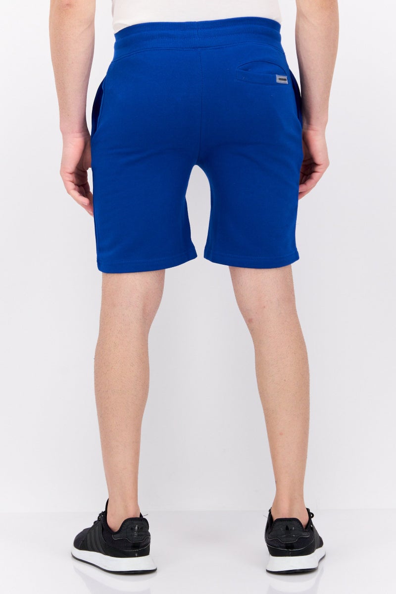 CROSSHATCH Men Drawstring Brand Logo Basic Shorts, Blue - Image 3