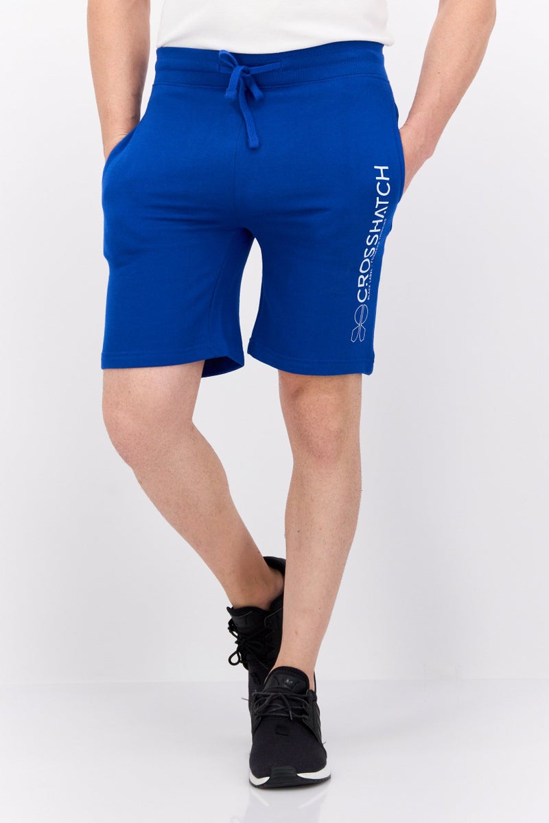 CROSSHATCH Men Drawstring Brand Logo Basic Shorts, Blue - Image 1
