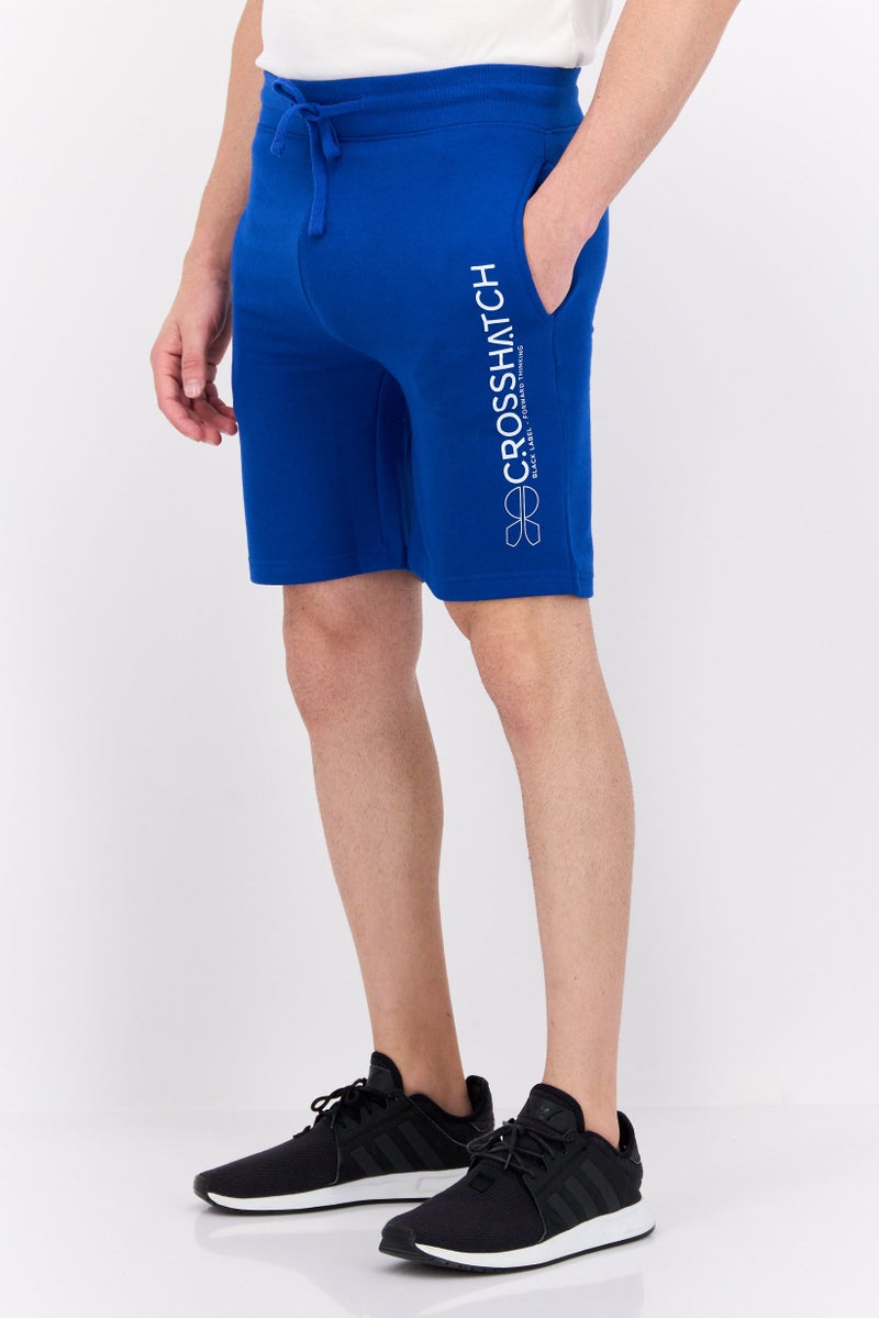 CROSSHATCH Men Drawstring Brand Logo Basic Shorts, Blue - Image 2