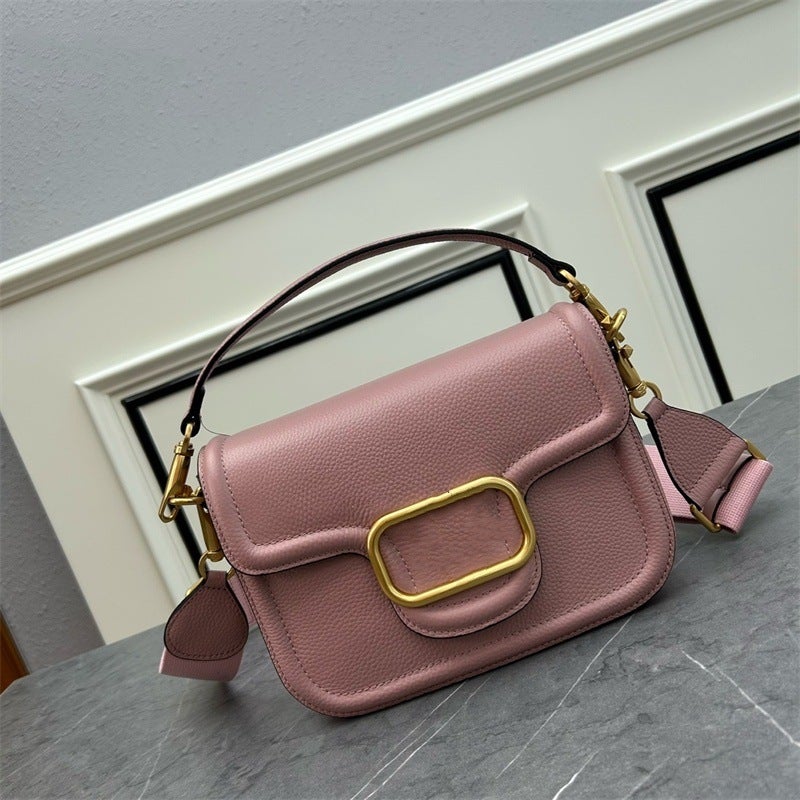 New High-End Soft Grain Calfskin Handbag Fashionable All-Match Shoulder Crossbody Small Square Bag Portable Underarm Bag - Image 4