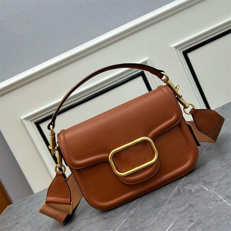 New High-End Soft Grain Calfskin Handbag Fashionable All-Match Shoulder Crossbody Small Square Bag Portable Underarm Bag - Image 3