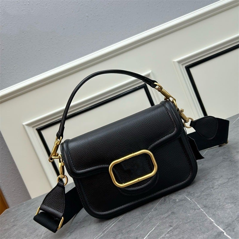 New High-End Soft Grain Calfskin Handbag Fashionable All-Match Shoulder Crossbody Small Square Bag Portable Underarm Bag - Image 2