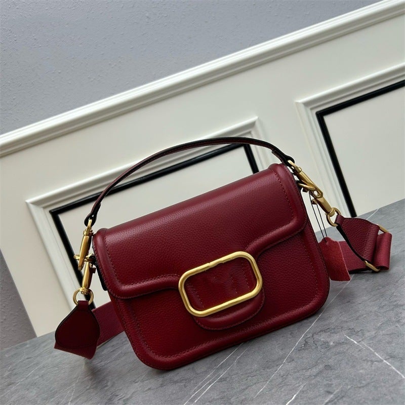 New High-End Soft Grain Calfskin Handbag Fashionable All-Match Shoulder Crossbody Small Square Bag Portable Underarm Bag - Image 5