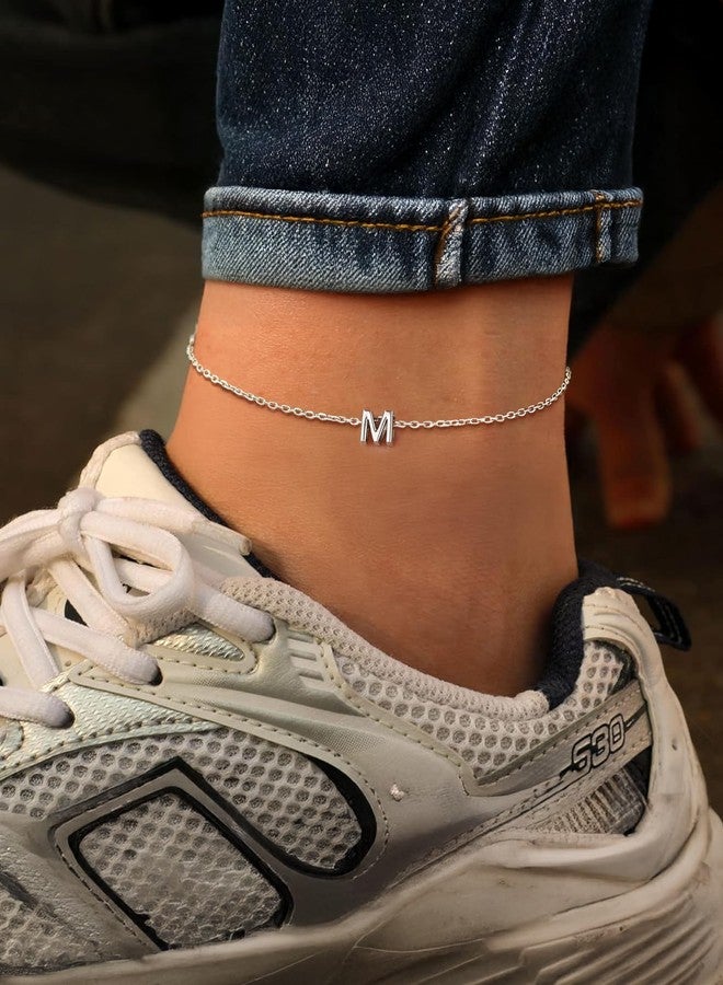 ChicSilver Initial Ankle Bracelets for Women Dainty Sterling Silver Anklet with Initial K Letter Anklet Minimalist Summer Beach Anklets for Women - Image 2