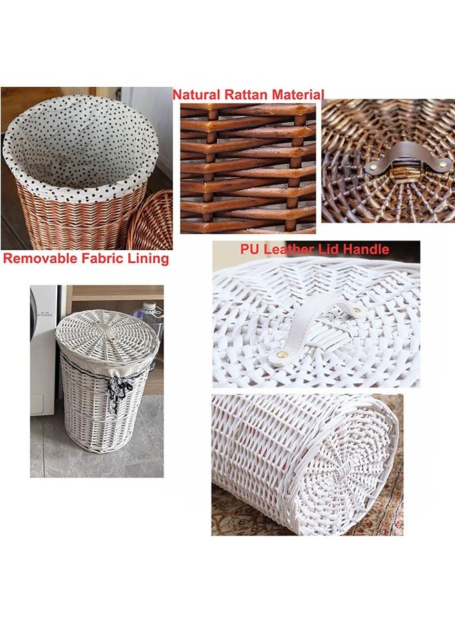 Generic - سلة غسيل الروطان، سلال غسيل مكونة من قطعتين مع أغطية، سلال تخزين الملابس القذرة المنزلية المصنوعة يدويًا - Image 1