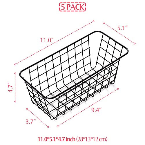XINFULL 5 Pack Wire Storage Baskets Household Metal Wall-Mounted Containers Organizer Bins for Kitchen Bathroom Freezer Pantry Closet Laundry Room Cabinets Garage Shelf, Medium - Image 2