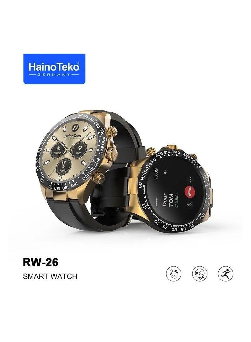 Haino Teko Germany RW 26 Round Smartwatch with stylish King Bracelet and wireless charger for mens - Image 1