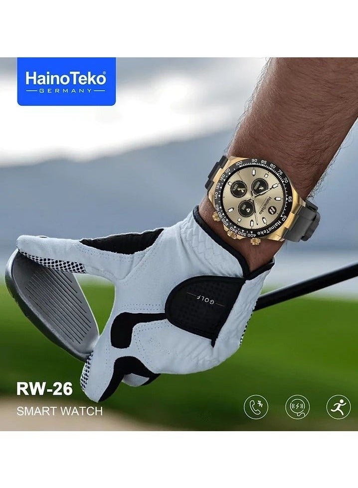 Haino Teko Germany RW 26 Round Smartwatch with stylish King Bracelet and wireless charger for mens - Image 2
