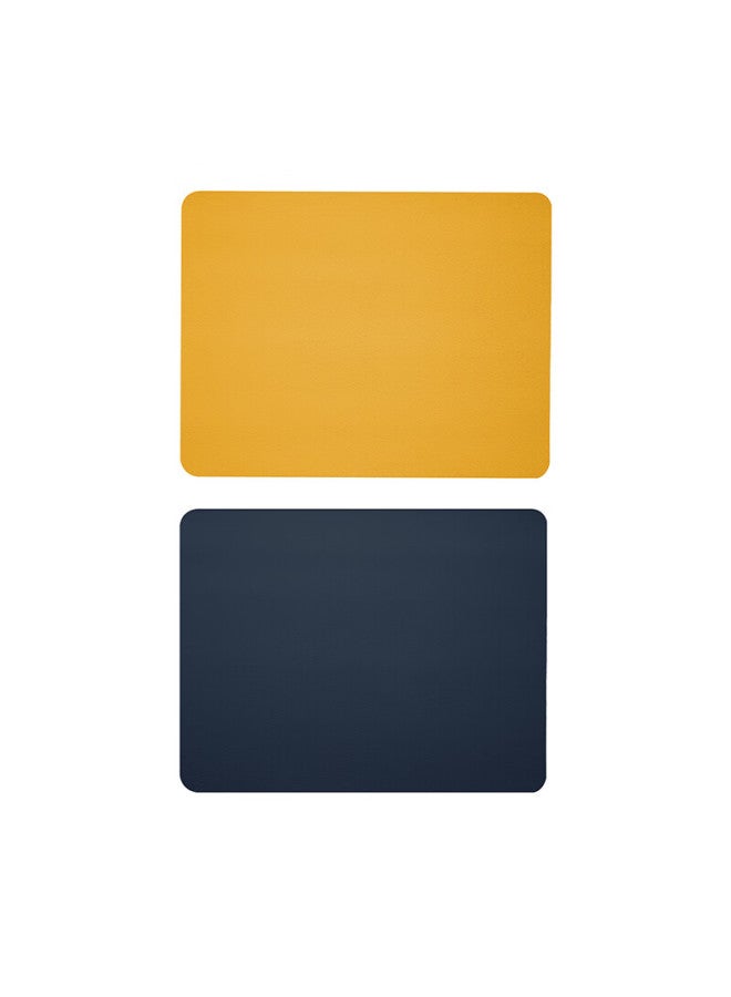 Jplayer Mouse Pad Small Office Desk Pad Notebook Computer Pad Keyboard Pad Game Home Pad Skin-Friendly Pu Leather Waterproof And Stain Resistant 300*240Mm Blue + Yellow - Image 2