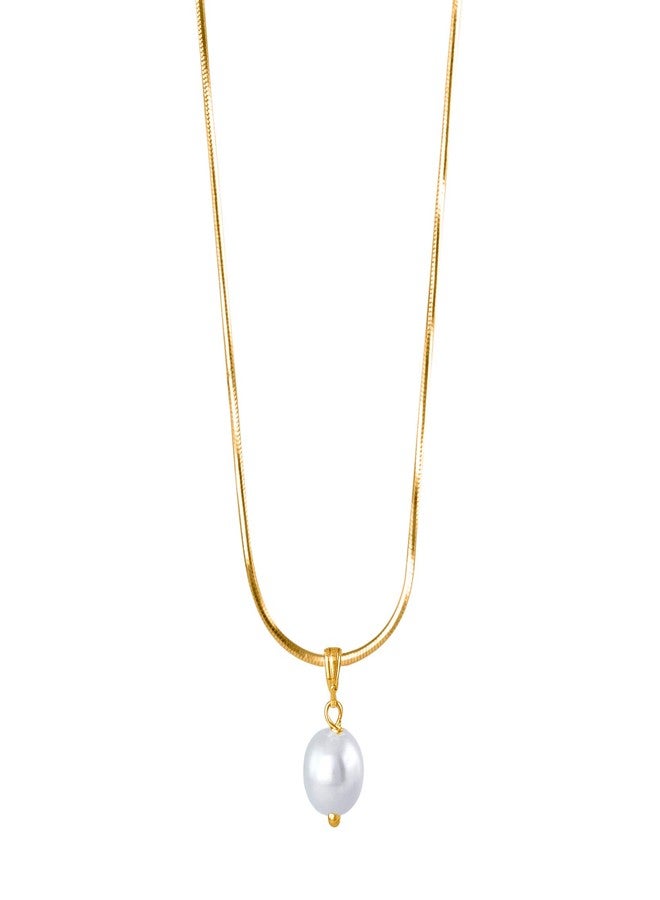 JFL - Jewellery for Less Romantic|Valentines day|Gift idea|for her|Wife|Girlfriend|Lover|Fiance|Crush Gold Plated CZ Heart Round Solitaire Pendant & Japanese Pearl Pendant with Chain for Women & Girls - Image 5