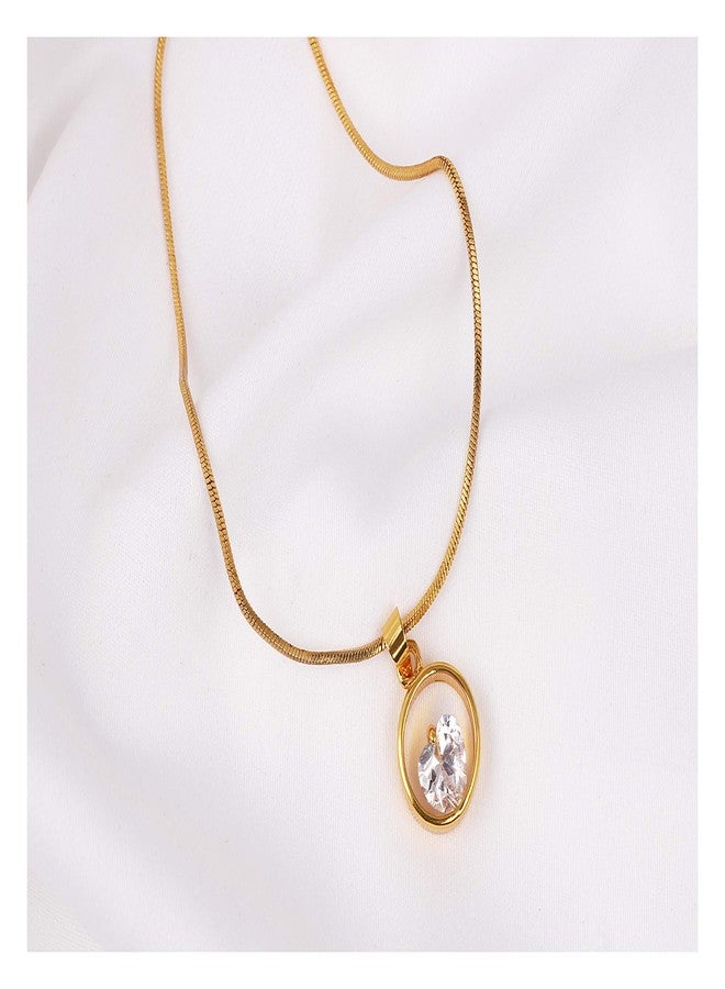 JFL - Jewellery for Less Romantic|Valentines day|Gift idea|for her|Wife|Girlfriend|Lover|Fiance|Crush Gold Plated CZ Heart Round Solitaire Pendant & Japanese Pearl Pendant with Chain for Women & Girls - Image 3