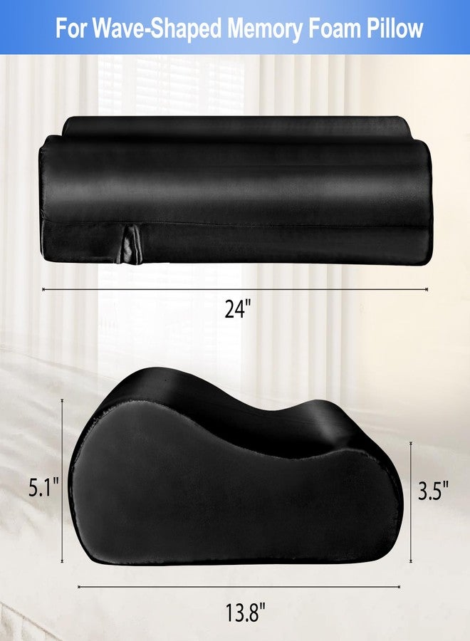 Zelimun Satin Pillowcase for Contour Memory Foam Pillows, 24" x 14" x 5.1"/3.5" Cervical Pillow Case, Soft Pillow Cover for Sleeping Pillows (Black) - Image 2