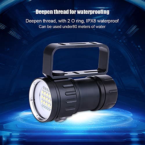 Camrusic Dive Light, Diving Flashlight 18000 Lumen IPX8 Waterproof Diving Torch Scuba Dive Lights 500M Underwater LED Flashlight Submersible Lights - Image 3