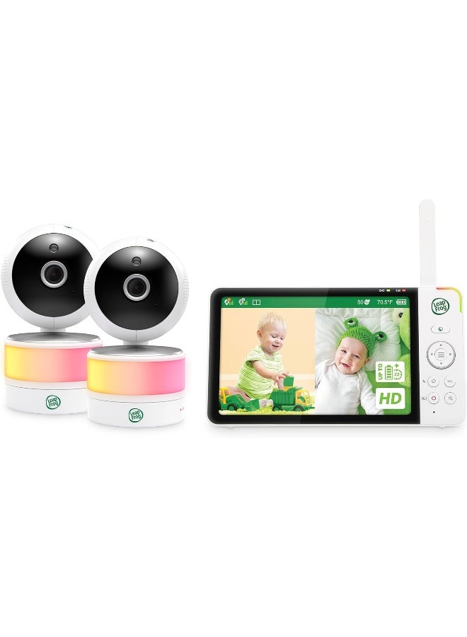 LeapFrog LF920-2HD 7 Full Color 360 Degree Pan  Tilt Split-Screen Video Baby Monitor with 2 Cameras - Image 1