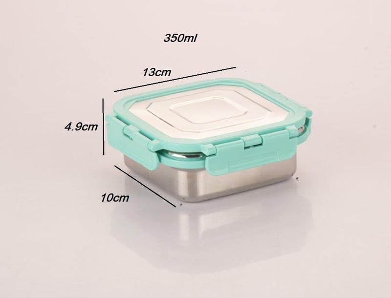SHOPOBOX Stainless Steel Lunch Box with Air Tight Spill Proof Lid Container Tiffin BoxLunch Box for Boys and Girls for OfficeSchool MultiColor 2 350 Square Lunchbox - Image 2