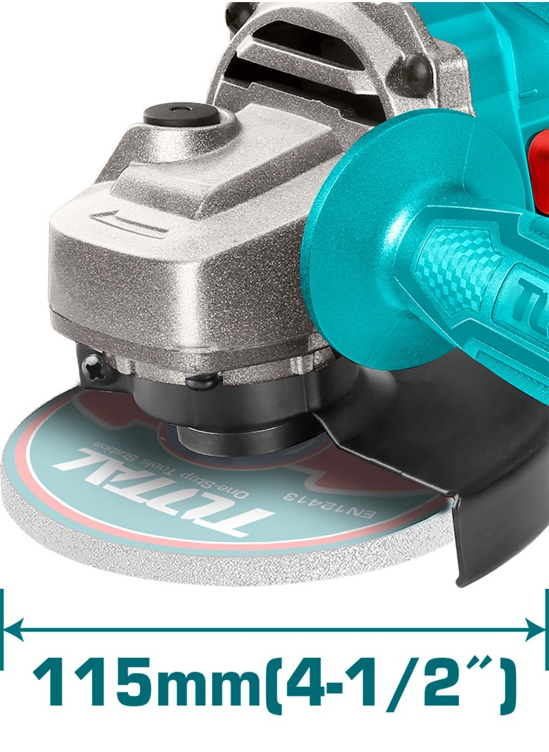 Total Tools - 115mm Angle Grinder with Powerful Motor, Adjustable Guard, and Ergonomic Handle – Ideal for Cutting, Grinding, and Polishing in DIY and Professional Projects - Image 1