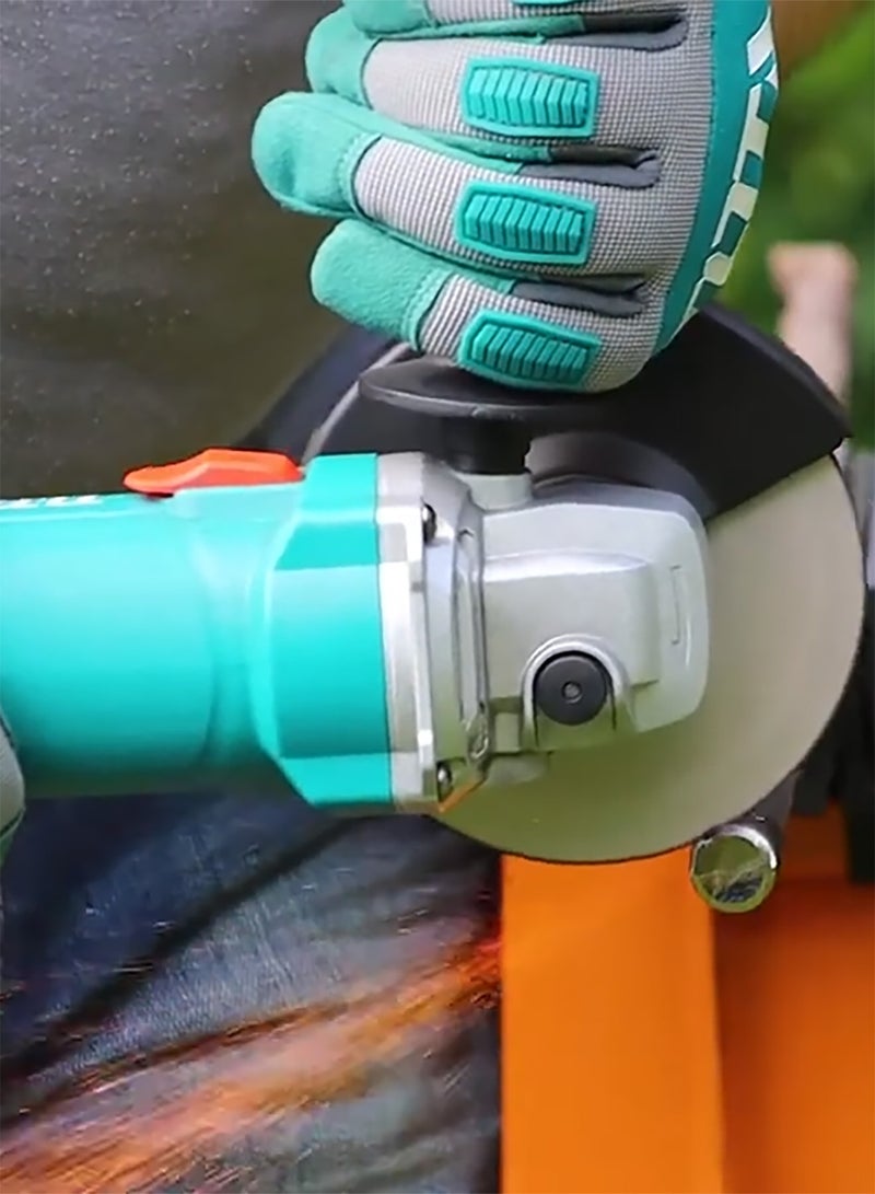 توتال مطحنة زاوية كهربائية من توتال 750 واط (115 مم / 4.5 بوصة) - قاطعة ومطحنة عالية السرعة 12,000 دورة في الدقيقة - عمود دوران M14 شديد التحمل مزود بمقبض إضافي - 220-240 فولت - TG10711556 - Image 4