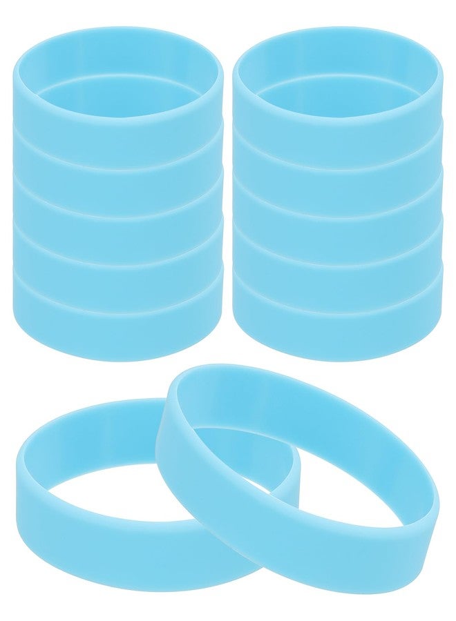 PATIKIL Silicone Rubber Bracelets, 12 Pcs Solid Color Blank Stretch Wristbands Sports Elastic Rubber Bands for Men Women Adults Teen Party Favors, Light Blue - Image 1