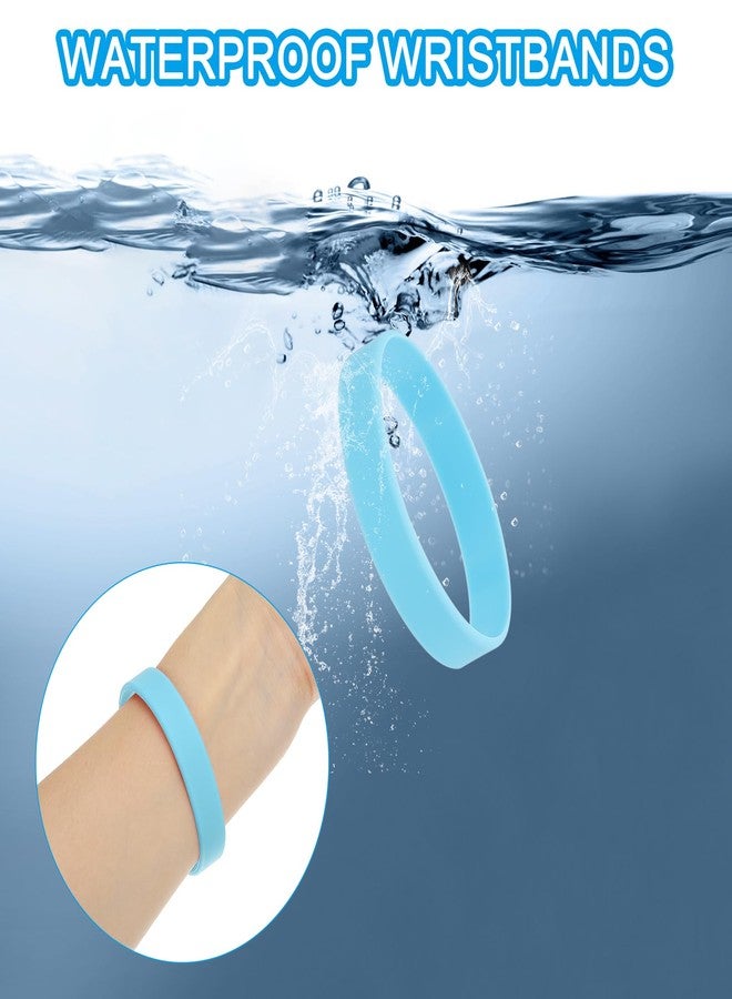 PATIKIL Silicone Rubber Bracelets, 12 Pcs Solid Color Blank Stretch Wristbands Sports Elastic Rubber Bands for Men Women Adults Teen Party Favors, Light Blue - Image 4