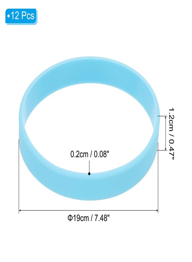 PATIKIL Silicone Rubber Bracelets, 12 Pcs Solid Color Blank Stretch Wristbands Sports Elastic Rubber Bands for Men Women Adults Teen Party Favors, Light Blue - Image 2