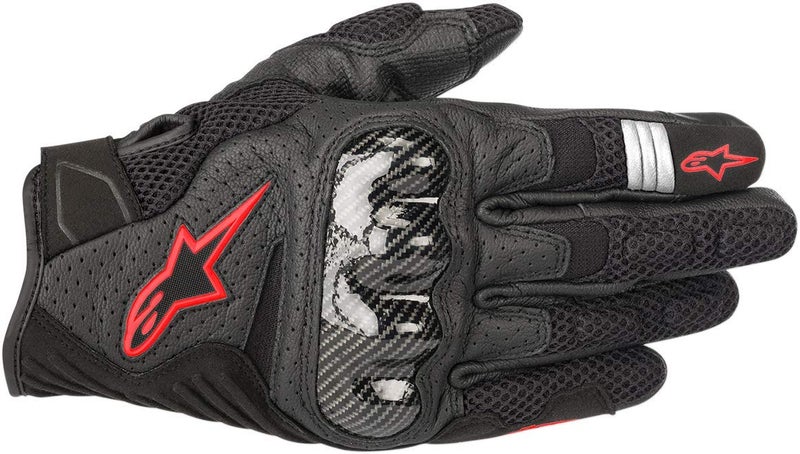 Alpinestars SMX1 Air V2 Gloves Short Cuff Fit Leather and Mesh Construction CECertified Ergonomic Protection Summer Riding Glove 2XL BlackRed Fluorescent