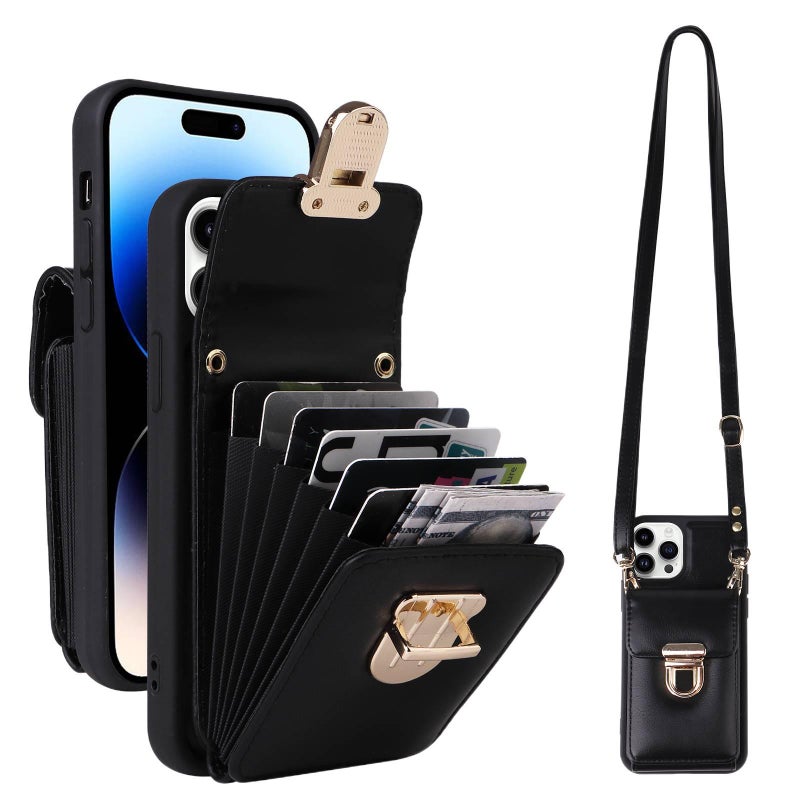 Protective Case | TPU | Drop Protection | Black | Card Holder | Shockproof Cover for iPhone 13 - Image 1