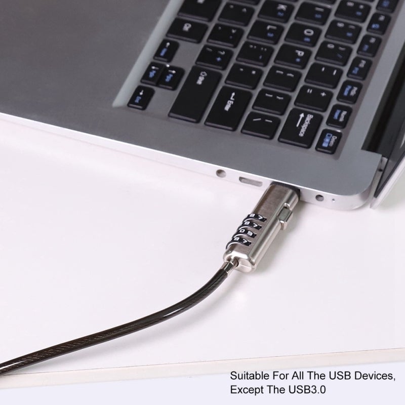 Laptop Lock: 4 Digit Password Eco-Friendly Braided Steel Cable - Thick Aluminum Alloy Joints Durable Digital Password Unlock for Laptop & Standard Security Slot Devices - Image 5