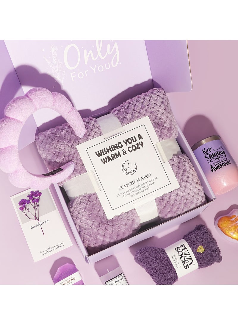 سلة هدايا للنساء - هدايا عيد ميلاد للنساء، مجموعة تحتوي على 11 قطعة هدية ملهمة، مجموعة عناية سبا مريحة للنساء هدايا لزوجتها أو صديقتها المقربة أو أختها هدية نسائية - Image 3
