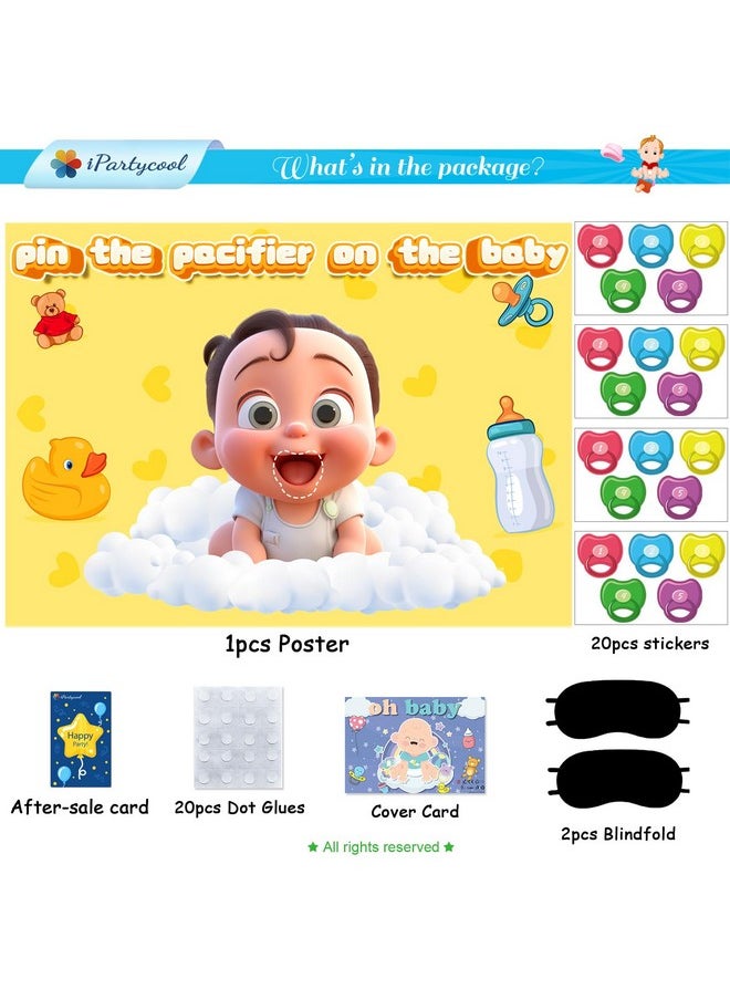 iPartyCool - Baby Shower Games, Pin The Baby Pacifiers On The Baby Games, Baby Shower Decorations Boy, Baby Shower Stickers, Baby Shower Party Favors, Gender Reveal Games Baby Shower Games For Girl - Image 1