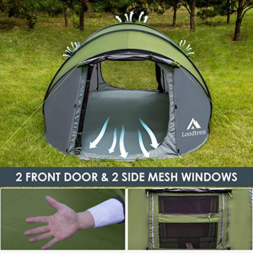 Londtren Pop Up Tents for Camping 4 Person Waterproof Military Popup Tent Camping Easy Up Camping Tents Instant Pop Up Tent Big Green - Image 4