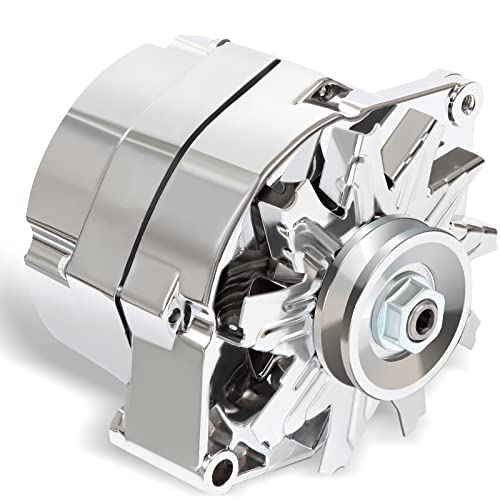 ROADFAR 3 Wire Alternator Replacement for Chrome Self Exciting Street Rod GM 350 BBC SBC 100Amp - Image 1