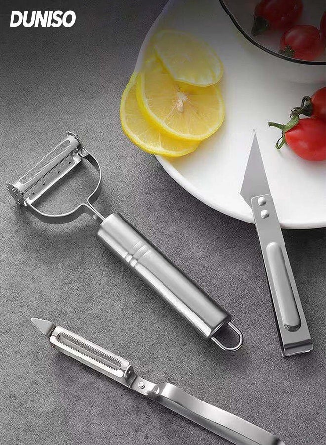 DUNISO 3 Pcs Stainless Steel Peeler,Melon and Fruit Shaving Knife,Multi Function Peeler,Durable and Sturdy, Easy to Hang,for Potato, Carrot, Cucumber - Image 1