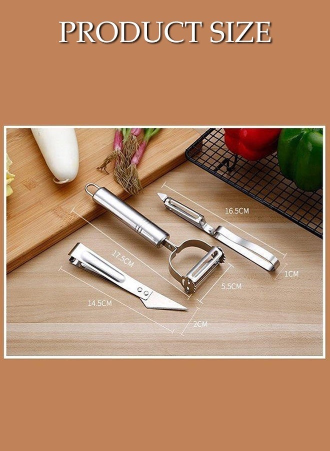 DUNISO 3 Pcs Stainless Steel Peeler,Melon and Fruit Shaving Knife,Multi Function Peeler,Durable and Sturdy, Easy to Hang,for Potato, Carrot, Cucumber - Image 2