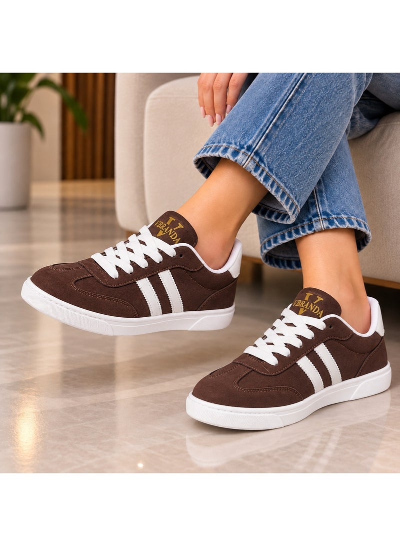 Vbranda Stylish women's sneakers crafted from soft suede SN-38-BROWN - Image 1
