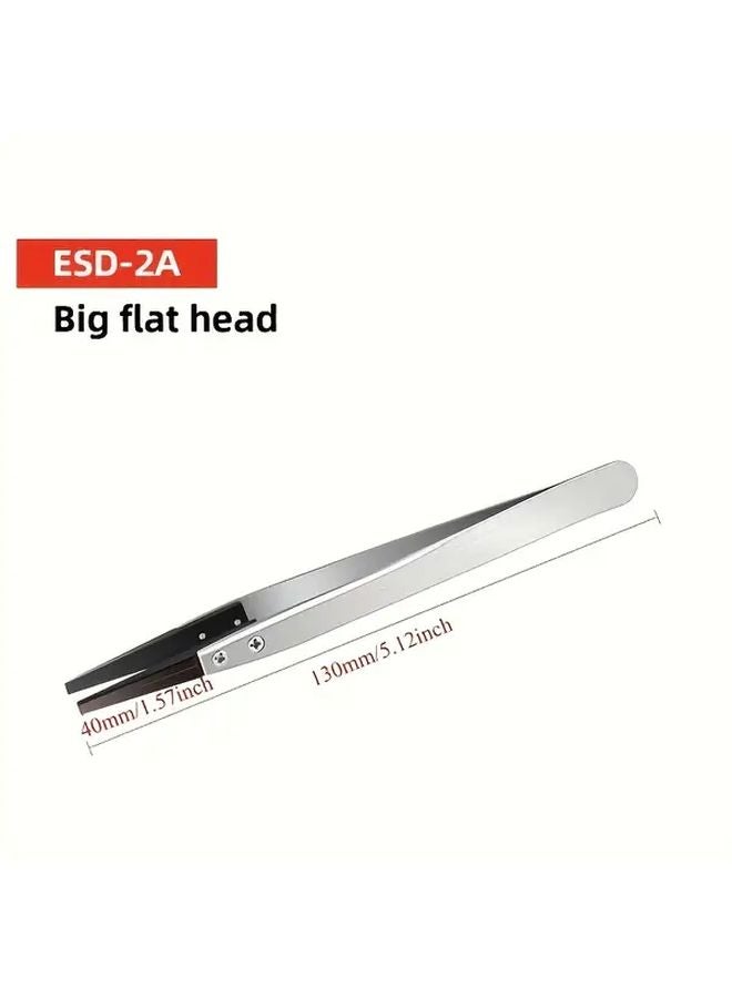 ESD 2A Anti Static Precision Tweezers Heavy Duty Metal For Electronics Repair - Image 1